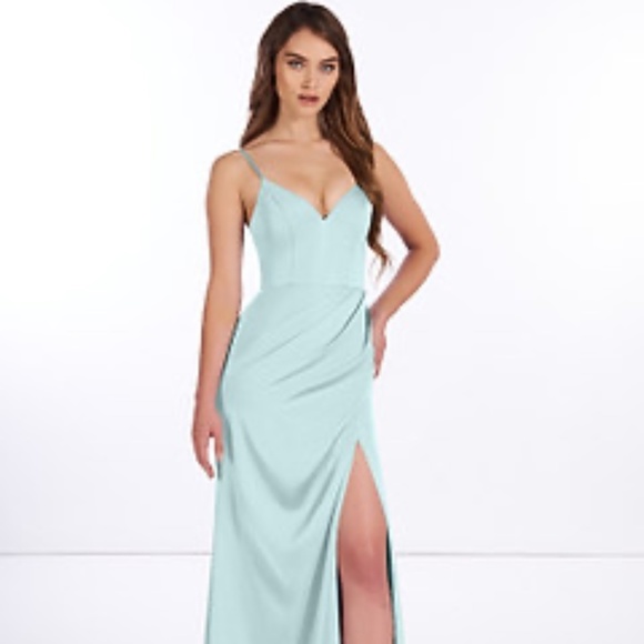 Azazie Light Blue Spaghetti Strap Dress - Picture 7 of 12